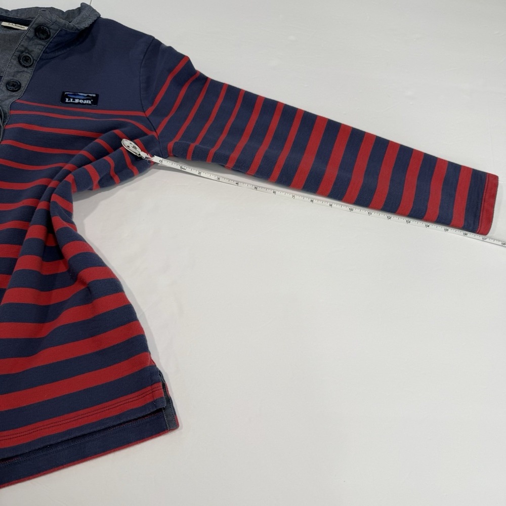 LL Bean Blue Red Striped Long Sleeve Cotton Rugby Pullover‎ Size MEDIUM - Picture 10 of 12